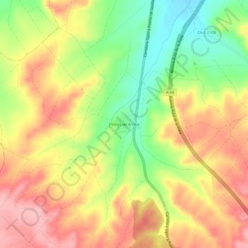 Carte topographique Peleas de Arriba, altitude, relief
