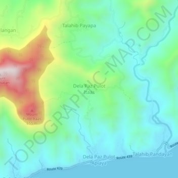 Carte topographique Dela Paz Pulot Itaas, altitude, relief