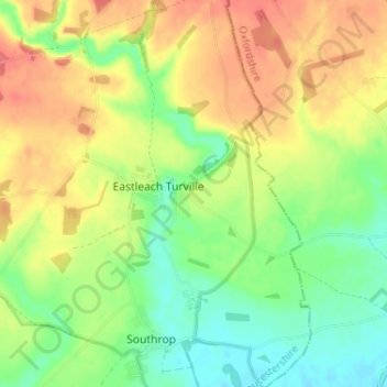 Carte topographique Eastleach Martin, altitude, relief