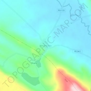 Carte topographique Ninantaya, altitude, relief