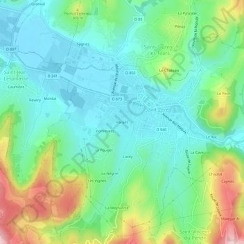 Carte topographique Parant, altitude, relief