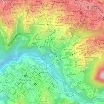 Carte topographique Palo negro, altitude, relief