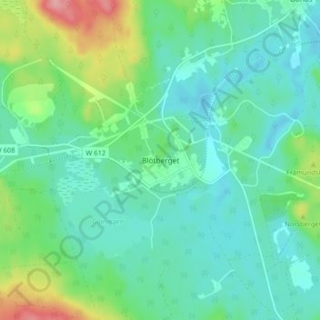 Carte topographique Blötberget, altitude, relief