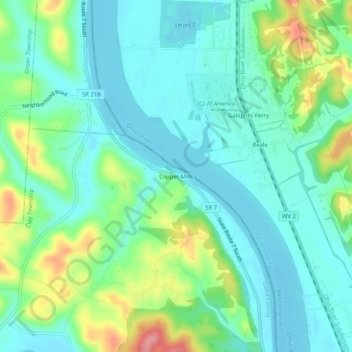 Carte topographique Clipper Mills, altitude, relief