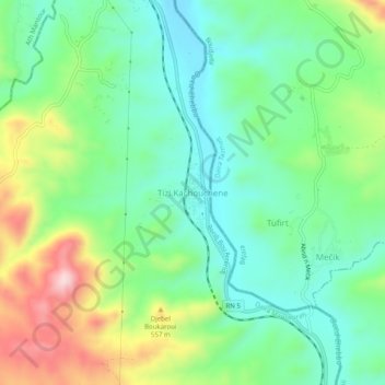 Carte topographique Tizi Kachouchene, altitude, relief