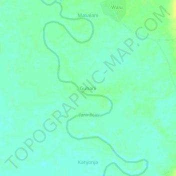 Carte topographique Gubani, altitude, relief
