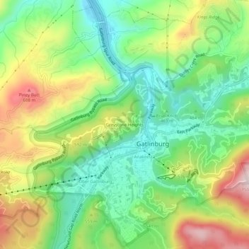Carte topographique Greystone Heights, altitude, relief