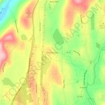 Carte topographique West Mahopac, altitude, relief