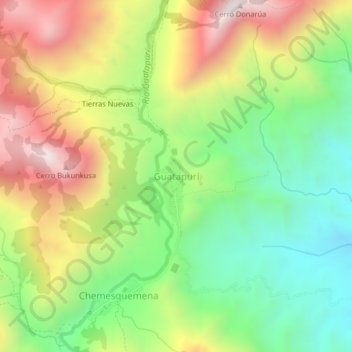 Carte topographique Guatapurí, altitude, relief