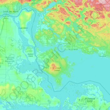 Carte topographique St. Joseph Island, altitude, relief