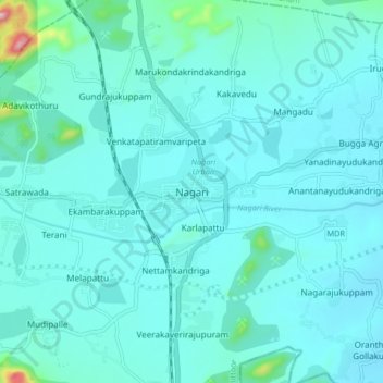 Carte topographique Nagari, altitude, relief