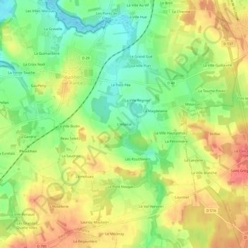 Carte topographique L'Hôpital, altitude, relief