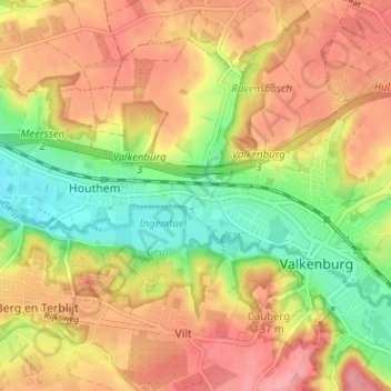Carte topographique Strabeek, altitude, relief