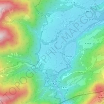 Carte topographique Ettenhausen, altitude, relief