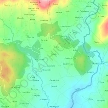 Carte topographique Andeán, altitude, relief