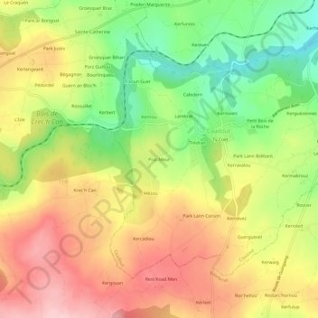 Carte topographique Prat-Meur, altitude, relief