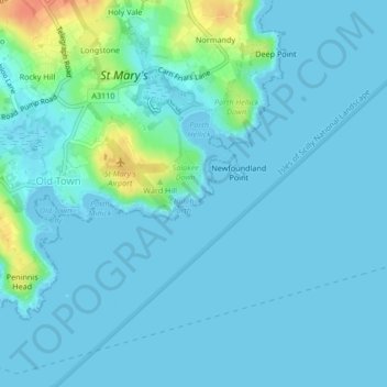 Carte topographique Giant's Castle, altitude, relief