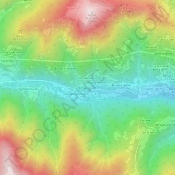 Carte topographique Borgata Cayre, altitude, relief