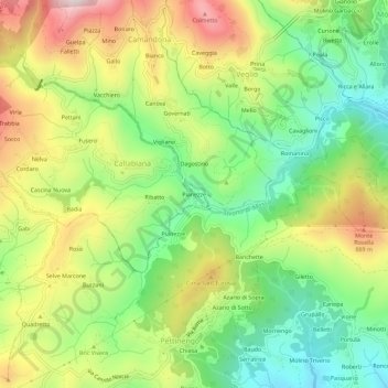 Carte topographique Pianezze, altitude, relief