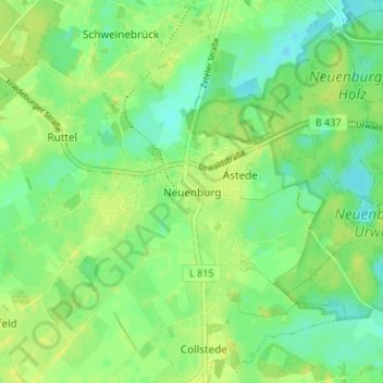 Carte topographique Neuenburg, altitude, relief