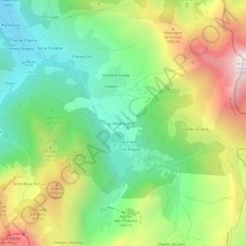 Carte topographique Saint-Guérin, altitude, relief