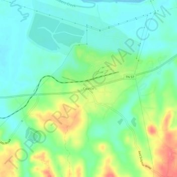 Carte topographique Counce, altitude, relief