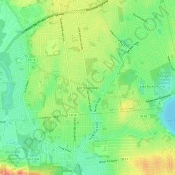 Carte topographique East Hauppauge, altitude, relief