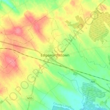 Carte topographique Edgeworthstown, altitude, relief