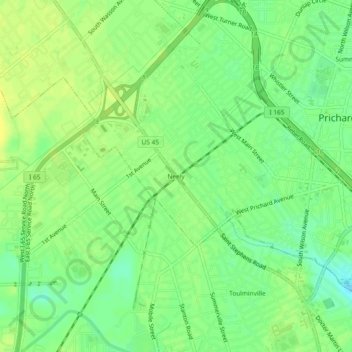 Carte topographique Neely, altitude, relief