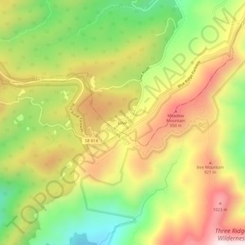 Carte topographique Love, altitude, relief