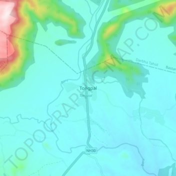 Carte topographique Tongpal, altitude, relief