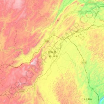 Carte topographique 罗平县, altitude, relief