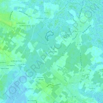 Carte topographique Les Grissotières, altitude, relief