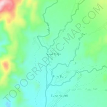 Carte topographique Suka Maju, altitude, relief
