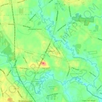 Carte topographique Elmwood, altitude, relief