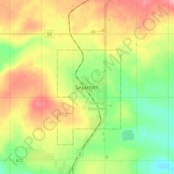 Carte topographique Sexsmith, altitude, relief