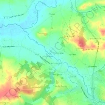Carte topographique Pasquet, altitude, relief