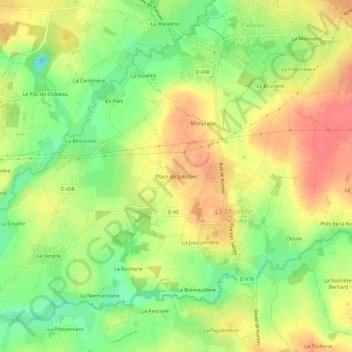 Carte topographique Place du Sabotier, altitude, relief