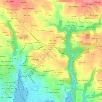 Carte topographique Kerampicard, altitude, relief