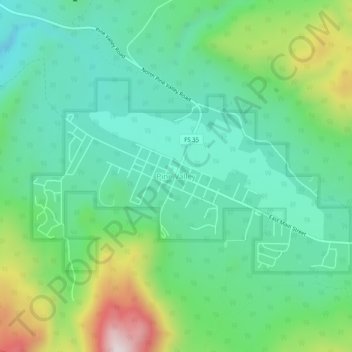 Carte topographique Pine Valley, altitude, relief