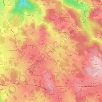 Carte topographique La Dause, altitude, relief