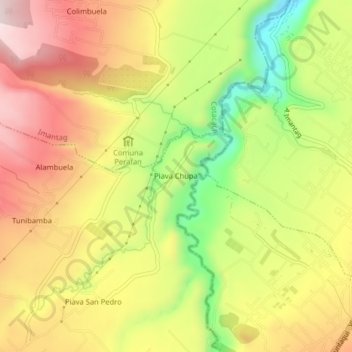 Carte topographique Piava Chupa, altitude, relief