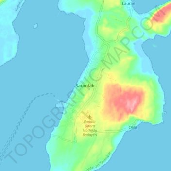 Carte topographique Saumlaki, altitude, relief