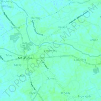 Carte topographique Banawang, altitude, relief