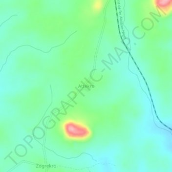 Carte topographique Attekro, altitude, relief