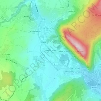 Carte topographique La Petite Balme, altitude, relief