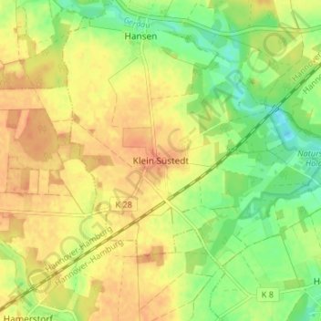 Carte topographique Klein Süstedt, altitude, relief