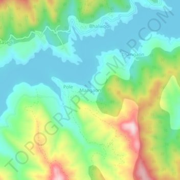 Carte topographique Mangaon, altitude, relief
