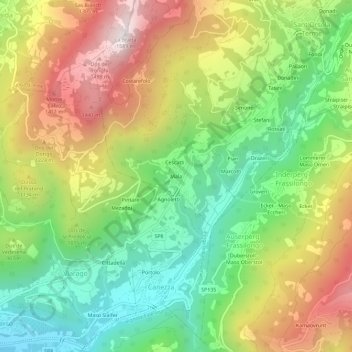 Carte topographique Mala, altitude, relief