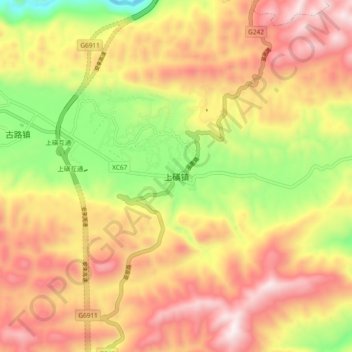 Carte topographique 上磺镇, altitude, relief